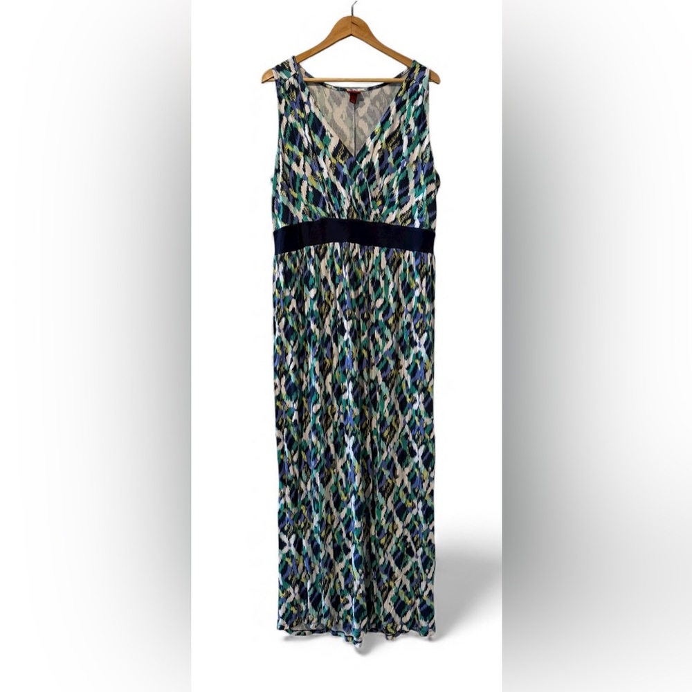 Merona Plus Size 1 V-Neck Abstract Maxi Dress - Gently Used - Picture 2 of 5